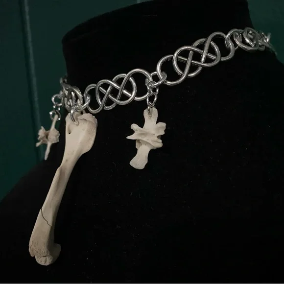 Possum Humerus & Vertebrae Braided Chain Choker - Picture 3 of 5